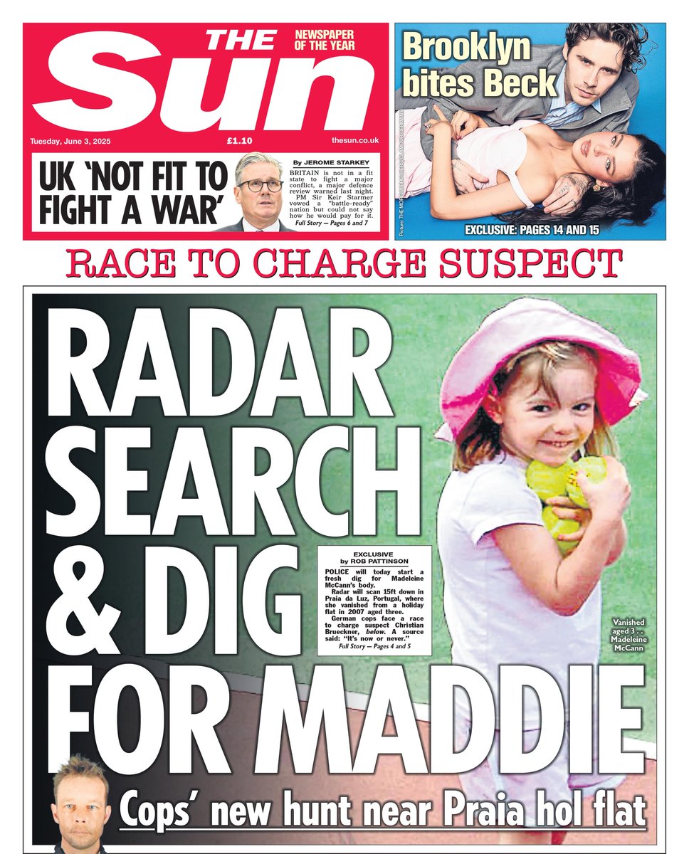 The Sun: Radar search &amp; dig for Maddie #TomorrowsPapersToday