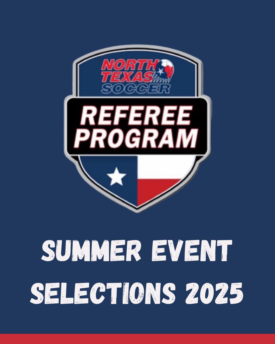 NTXRefProgram's tweet image. The NTX Referee Program would like to congratulate the following officials for being selected to represent NTX at various events across the state and region this summer! Well done and good luck to all! 👏