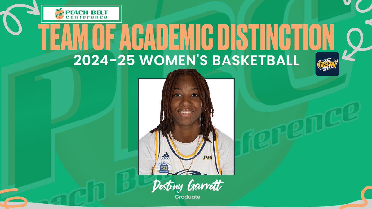 GSW Athletics (@gswathletics) on Twitter photo CONGRATS to <a href="/GSW_WBasketball/">GSW WBasketball</a> graduate guard Destiny Garrett for being named to the 2024-25 Peach Belt Conference Women's Basketball Team of Academic Distinction! ๐๐
In addition to All-American, All-Region, All-PBC & 2x NCAA DII Player of the Week
๐ฐ: gswcanes.com/sports/wbkb/20โฆ CONGRATS to <a href="/GSW_WBasketball/">GSW WBasketball</a> graduate guard Destiny Garrett for being named to the 2024-25 Peach Belt Conference Women's Basketball Team of Academic Distinction! ๐๐
In addition to All-American, All-Region, All-PBC & 2x NCAA DII Player of the Week
๐ฐ: gswcanes.com/sports/wbkb/20โฆ