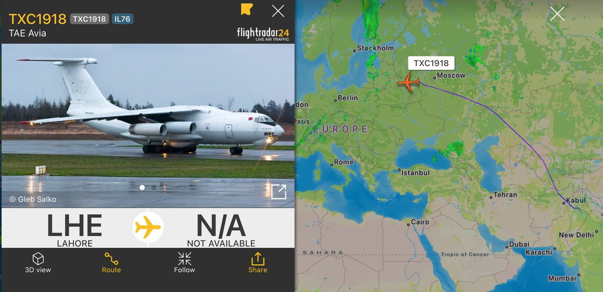 A Belarusian IL-76 cargo aircraft (Registration: EW-434TH) flew from Lahore to Belarus yesterday.

#PakistanIndianWar #PakistanZindabad