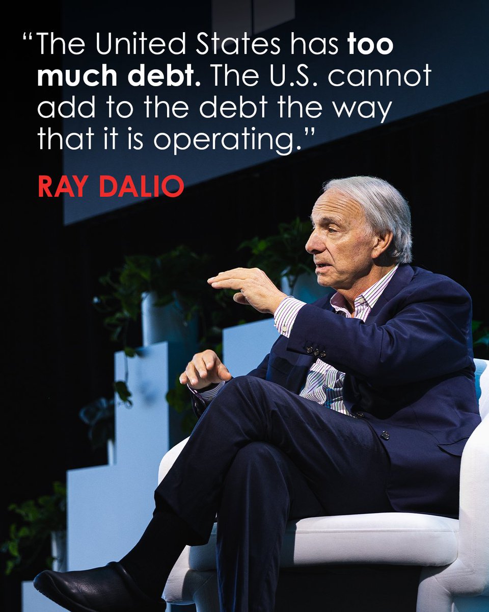 RayDalio's tweet image. Change is coming. The current debt levels in the U.S. and around the world are unsustainable. To avoid bad geopolitical outcomes, we must negotiate in a calm, analytical way to get this debt to money problem under control.

Learn more how the big debt cycle works and my proposed…