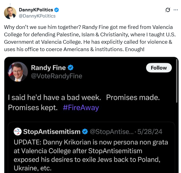 CAIRFlorida's tweet photo. @VoteRandyFine knows nothing about moral consistency. Read more about this racist hater here: https://t.co/VjmjNxDX04 | Here @CAIRNational &amp; @CAIRFlorida 's response to his latest hateful buffoonery: https://t.co/9AgZaU02pj