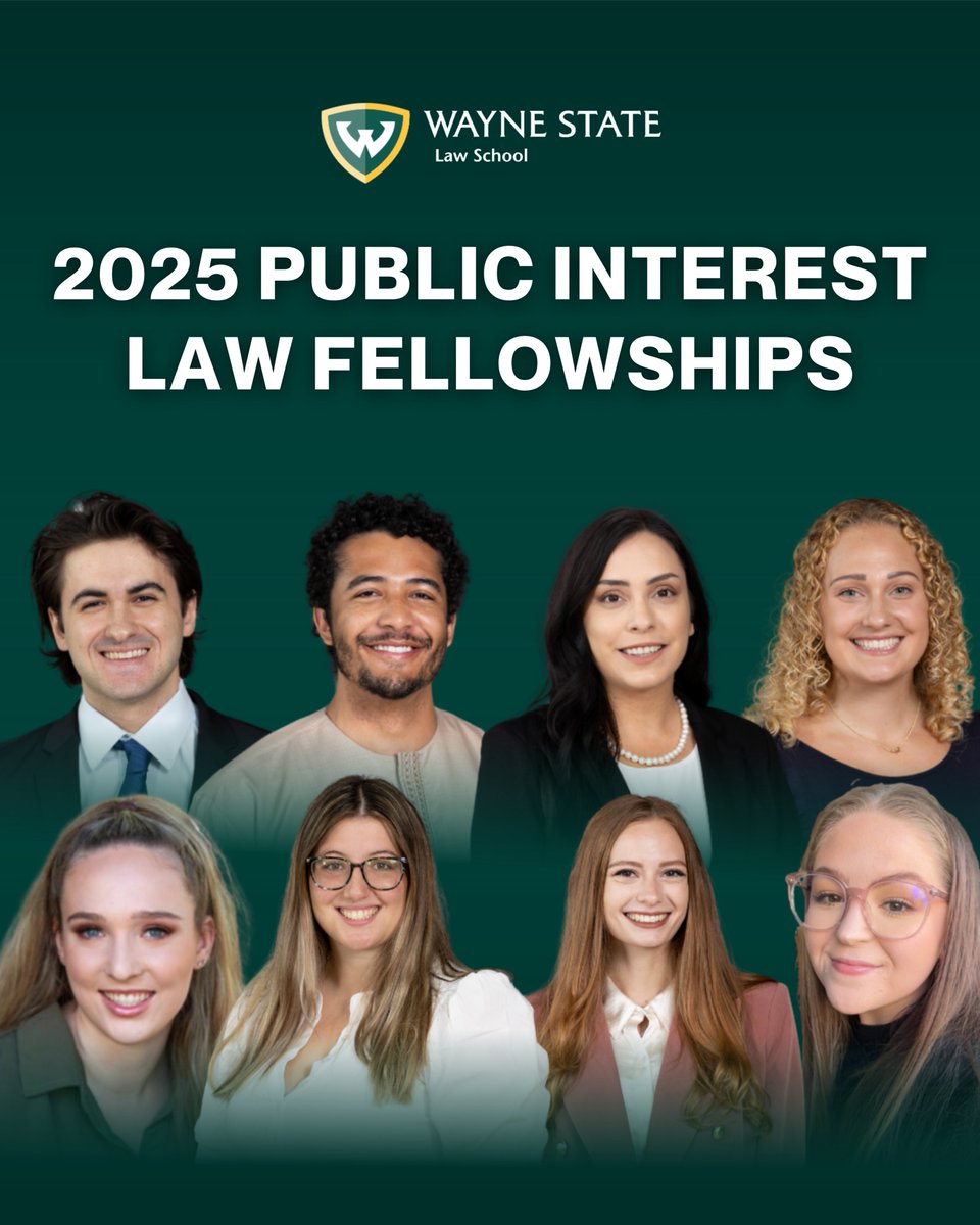 Congrats to our 2025 Public Interest Fellows &amp; Wayne Co. Prosecutor’s Office Stipend recipient! This summer, 8 Wayne Law students will give 2,500+ hours to justice-driven orgs. We’re proud to support their service. 🔗 Learn more: bit.ly/43oOOUB