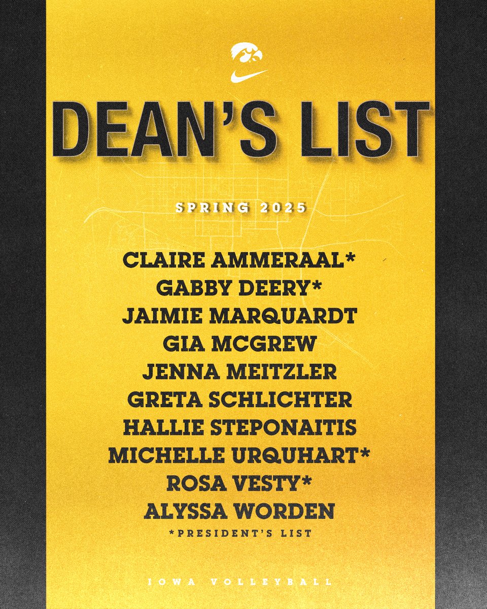 IowaVolleyball's tweet image. Spring semester for the books 🤩
3.68 team GPA, 7 #Hawkeyes with a 4.0 or better and 10 student-athletes on the Dean's List!