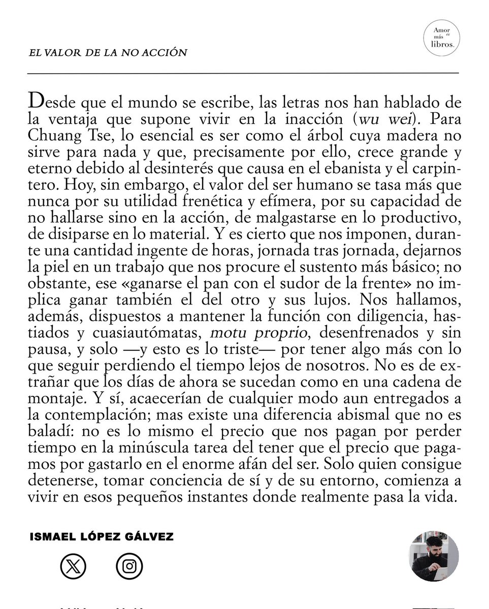DilucyFlowers (@fdilucy) on Twitter photo La frase final es fascinante: «Solo quién consigue detenerse, tomar conciencia de sí y de su entorno, comienza a vivir en esos pequeños instantes donde realmente pasa la vida». <a href="/Ismaellg90/">Ismael López Gálvez</a> La frase final es fascinante: «Solo quién consigue detenerse, tomar conciencia de sí y de su entorno, comienza a vivir en esos pequeños instantes donde realmente pasa la vida». <a href="/Ismaellg90/">Ismael López Gálvez</a>