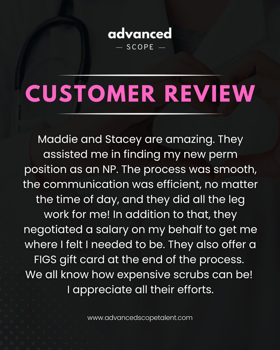 Yeah... we take the extra mile to make sure candidates are set up for success! It matters. 👍

#review #healthcarerecruiter #physicianrecruiter #advancedpracticerecruiter #nursepractitioner #physicianassistant