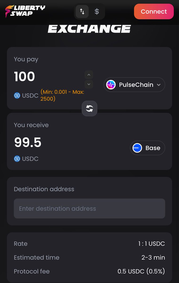PulseChain ➡️ Base? ✅
Fixed rate: 1:1 USDC
Instant. Seamless.

We move fast so move with us, PulseChain.