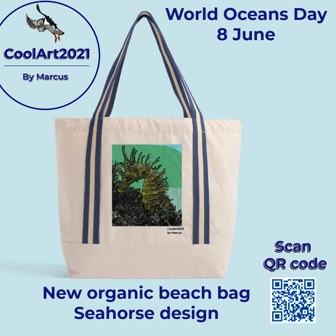 Art2021Cool's tweet image. Introducing my new eco-friendly beach bag

Excited to unveil my colorful seahorse design on this organic beach bag from Teemill! 🌊 Let&apos;s celebrate our oceans together on World Ocean Day, June 8th. Join me in making a difference!

#WorldOceanDay #EcoFriendly #SeahorseDesign