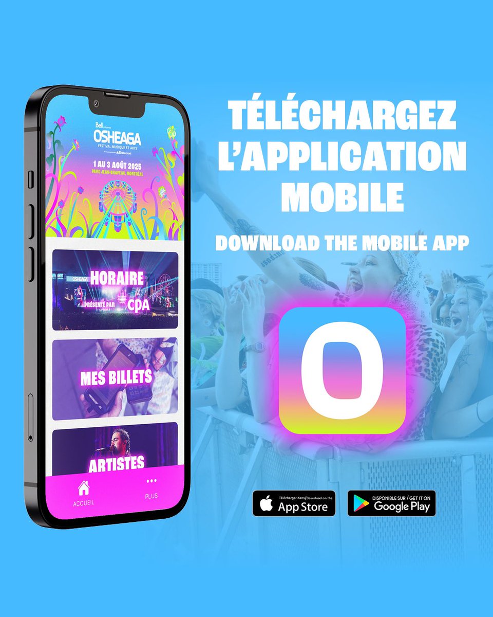 osheaga's tweet image. L’app OSHEAGA 2025 est là ! 🩵
📲 Téléchargez-la pour un accès exclusif aux horaires présentés par CPA (😉) et commencez à organiser votre festival !
⭐️ qrco.de/bd7f7L
The 2025 OSHEAGA app is here! 🩷
📲 Make sure to download it today for an exclusive look at the set…