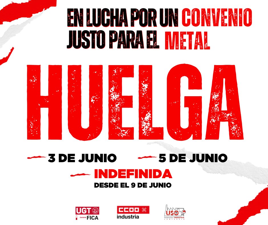 💥 ¡Pymetal nos empuja a la HUELGA!
📅 Comenzamos el 3 y 5 de junio, y si no rectifican... ¡INDEFINIDA desde el 9!
‼️ Exigimoslo que es justo: recuperar el poder adquisitivo y condiciones dignas
👷‍♀️👷‍♂️ 22.000 trabajadores y trabajadoras merecen RESPETO
🔥 ¡Ahora más que nunca toca