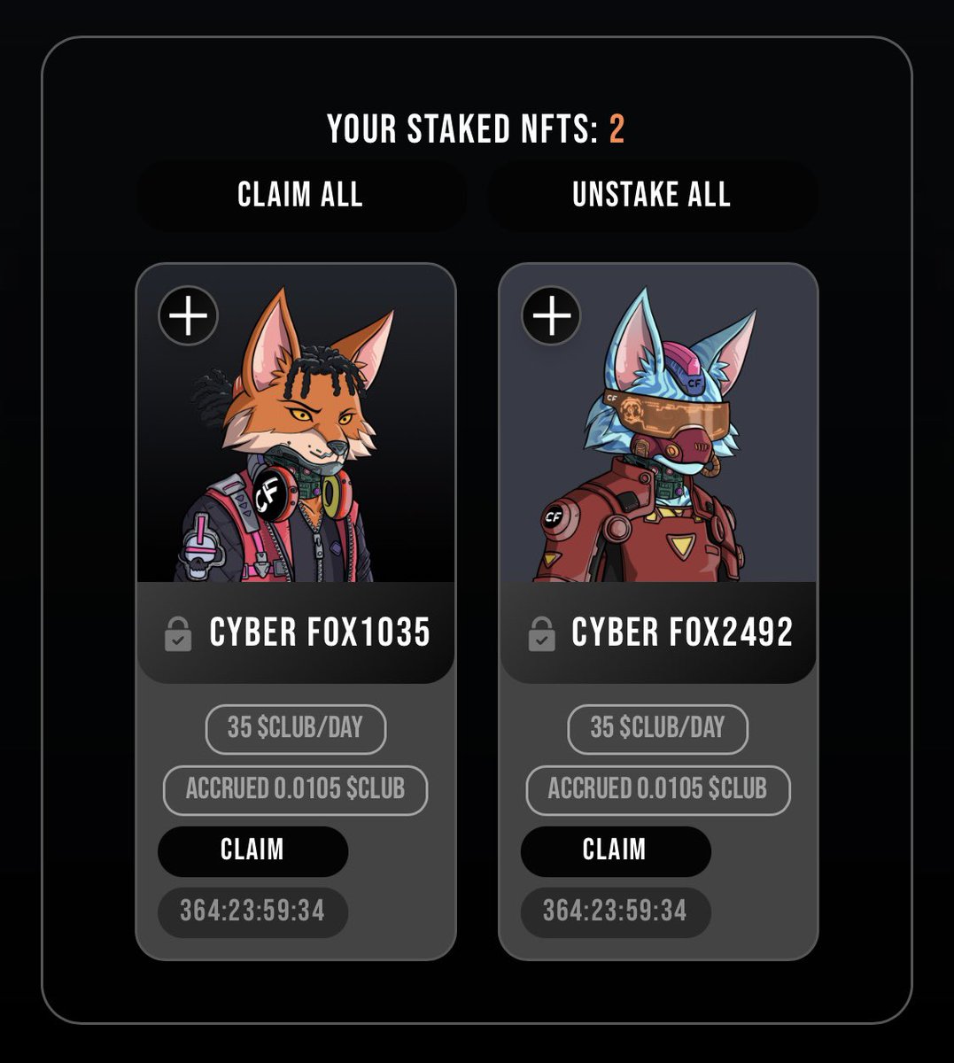 1 gift and 1 bought, both locked for 365 daze. Let’s see what happens <a href="/The_FoxClub/">The Fox Club</a> 💜