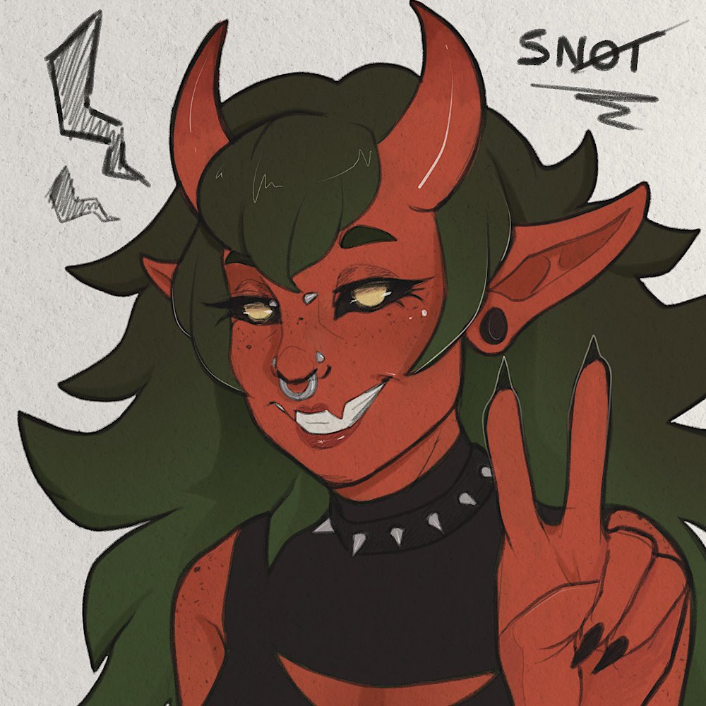 snotbabe's tweet image. Hi!! 👋
I’m Raven, a queer streamer & Piercing Apprentice! I enjoy horror movies, gaming, and Bloodborne. I work a lot, but stream when I can! Find me elsewhere at my socials below ⬇️
