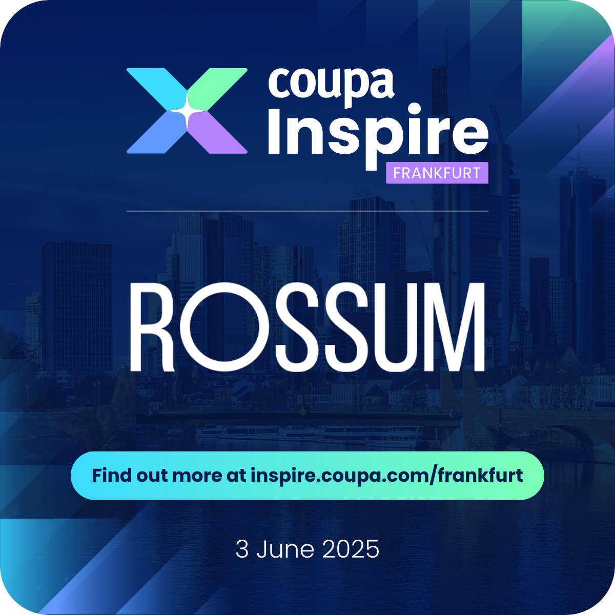 #TeamRossum is heading to <a href="/Coupa/">Coupa Software</a> Inspire World Tour in Frankfurt 🇩🇪 ! Get ready to supercharge your AP automation, eliminate paperwork chaos, and experience Rossum’s AI agents in action. 

Swing by our booth and say Hallo 👋 —we’re excited to meet you there! #InspireWT