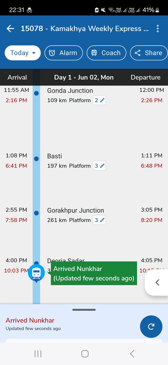 ckumarbihar91's tweet photo. @RailwaySeva kindly look into the punctuality of train no. 15078. It's getting more and more delayed.

@RailMinIndia @drmbsbner @drmljn @ash https://t.co/sZUCfA3gvl