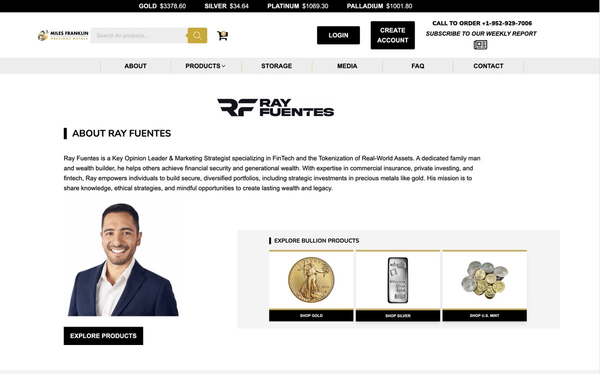 RayFuentesIO's tweet image. 📣 Honored to team up with @MilesFranklinCo to help everyday investors secure real wealth in #Gold and #Silver — the original money per Article 1 of the U.S. Constitution 🇺🇸. Competitive prices, trusted source. Start stacking with my link: milesfranklin.com/ray-fuentes/ 💰 #GoldenEra