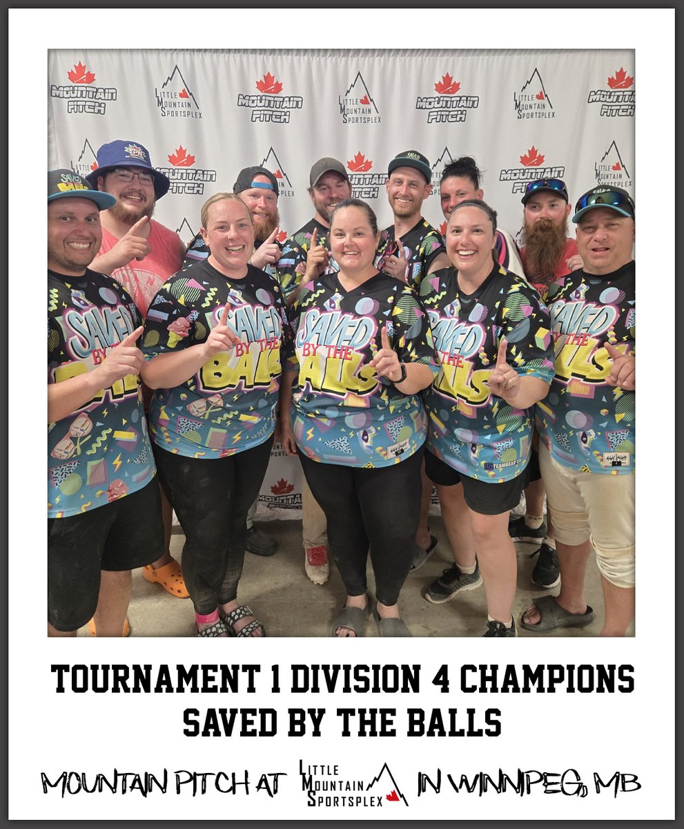 Congratulations to our LEAGUE TOURNAMENT #1 CHAMPIONS:
DIVISION 1 - VICIOUS &amp; DELICIOUS
DIVISION 2 - BAT LIVES MATTER
DIVISION 3 - AGENT NDN
DIVISION 4 - SAVED BY THE BALLS
DIVISION 5 - MAYHEM
DIVISION 6 - SOFT BALLS