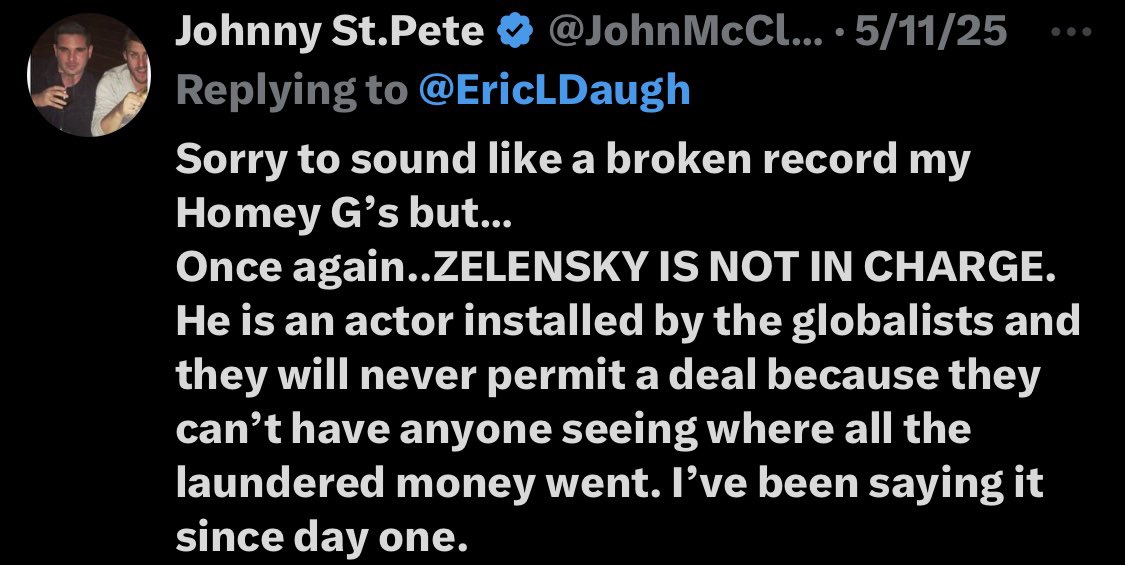 Johnny St.Pete (@johnmccloy) on Twitter photo <a href="/RealAlexJones/">Alex Jones</a> I said months and months ago …they will not permit peace in Ukraine. That is their cutout country for the NWO. <a href="/RealAlexJones/">Alex Jones</a> I said months and months ago …they will not permit peace in Ukraine. That is their cutout country for the NWO.
