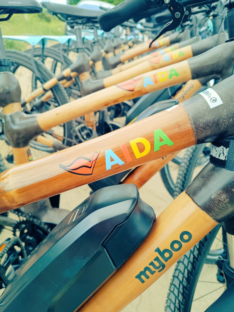 BoxcottagePhoto's tweet image. Superb fun today with @aida_cruises and some EV bikes made of bamboo!