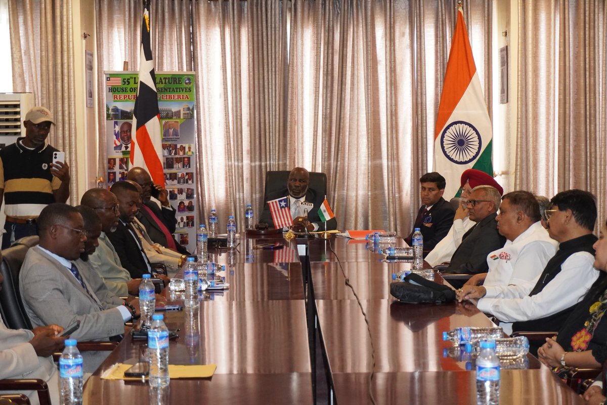 India in Liberia (@indiainliberia) on Twitter photo H.E. Richard Nagbe Koon, Hon’ble Speaker, H.E. Thomas P Fallah, Hon'ble Dy. Speaker and Chairs of various Committees of the House of Representatives welcomed the All-Party Parliamentary Delegation led by Hon’ble MP <a href="/DrSEShinde/">Dr Shrikant Lata Eknath Shinde</a>. In a strong gesture of solidarity, the Speaker led H.E. Richard Nagbe Koon, Hon’ble Speaker, H.E. Thomas P Fallah, Hon'ble Dy. Speaker and Chairs of various Committees of the House of Representatives welcomed the All-Party Parliamentary Delegation led by Hon’ble MP <a href="/DrSEShinde/">Dr Shrikant Lata Eknath Shinde</a>. In a strong gesture of solidarity, the Speaker led