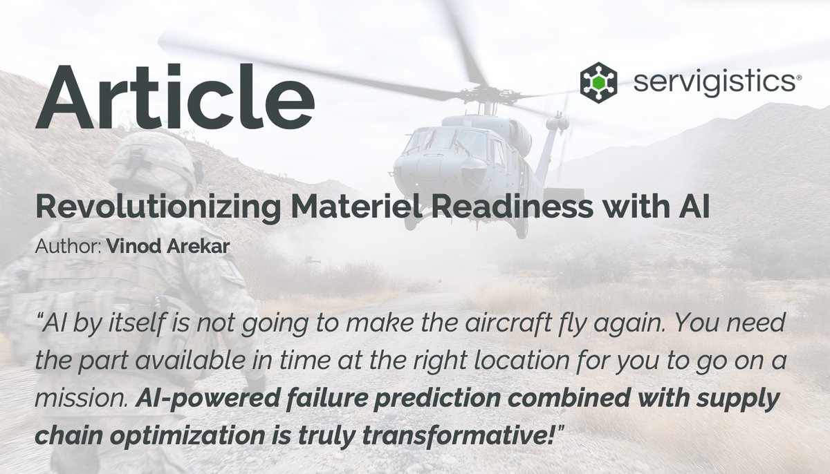 Article: Vinod Arekar provides excellent insight into Revolutionizing Material Readiness with AI. It's not just marketing hype. Servigistics' mature AI/ML has been optimizing service supply chains for decades.