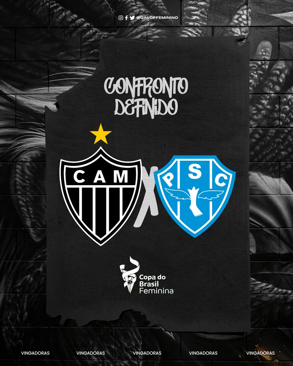 Adversário definido! 🆚🐓

As #Vingadoras enfrentarão a equipe do Paysandu na segunda fase da Copa do Brasil Feminina. 

Pela data-base, as partidas da próxima etapa estão previstas para o dia 11 de junho.

Pra cima delas! 🐔