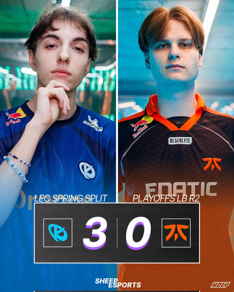 Sheep Esports (@sheep_esports) on Twitter photo Karmine Corp obliterate FNATIC 3-0!
KC are heading to the Lower Bracket Round 3 and will have a rematch against MKOI for a spot at MSI.
#LEC <a href="/holysquad_fr/">HOLY Squad Franceยฎ</a> Karmine Corp obliterate FNATIC 3-0!
KC are heading to the Lower Bracket Round 3 and will have a rematch against MKOI for a spot at MSI.
#LEC <a href="/holysquad_fr/">HOLY Squad Franceยฎ</a>