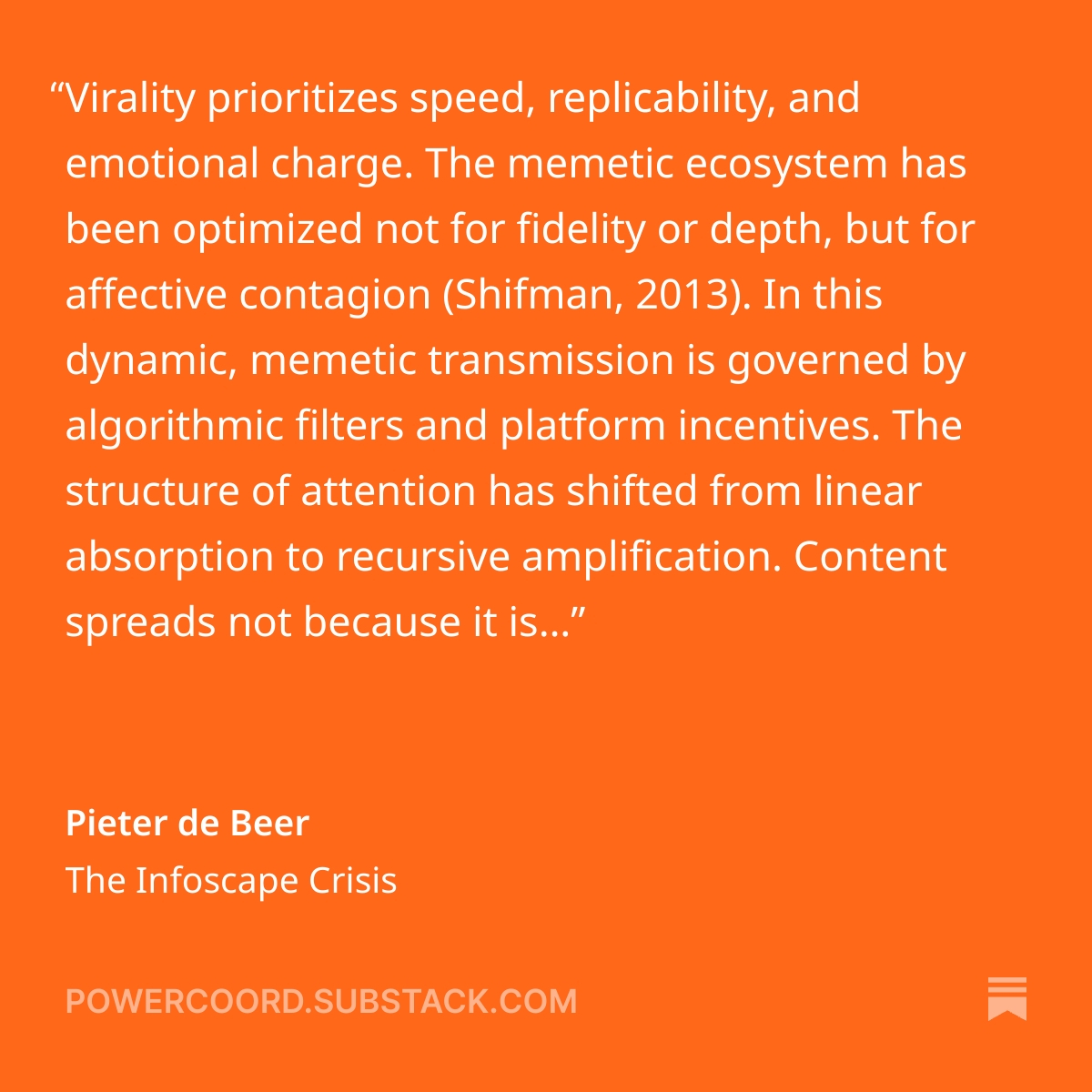 Hate to call it an obsession, but too many content producers seem fixated on click counts and engagement spikes. That’s the main reasons they’d want to leverage #memetics. Thing is, I don’t much give a damn about all that.

This work with Pieter gets me worried about this