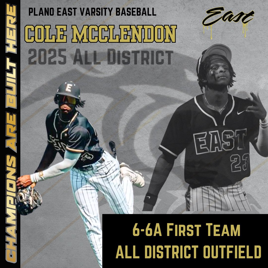 Plano East Baseball (@theeastbaseball) on Twitter photo Big congrats to senior Cole McClendon (<a href="/ColeMcClendon8/">Cole McClendon</a>) on earning 1st Team All-District Outfield! Locked down center field with speed and swagger — next up: Henderson State University! Big congrats to senior Cole McClendon (<a href="/ColeMcClendon8/">Cole McClendon</a>) on earning 1st Team All-District Outfield! Locked down center field with speed and swagger — next up: Henderson State University!