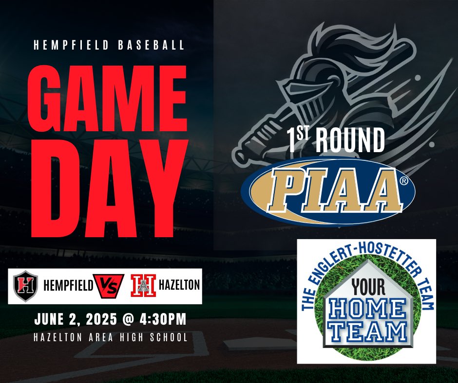 Hempfield Baseball (@blackknightbase) on Twitter photo The Englert-Hostetter Home Team Gameday!!! Hempfield travels to take on Hazelton Area High School today @ 4:30pm in the 1st round of PIAA State Playoffs. englerthostetterhomes.com <a href="/HSDSportsScores/">Hempfield Athletics</a> <a href="/lanclebbase/">LancLebBase</a> <a href="/PIAASports/">PIAA</a> <a href="/piaadistrict3/">PIAA District III</a> <a href="/BlackKnightBase/">Hempfield Baseball</a> The Englert-Hostetter Home Team Gameday!!! Hempfield travels to take on Hazelton Area High School today @ 4:30pm in the 1st round of PIAA State Playoffs. englerthostetterhomes.com <a href="/HSDSportsScores/">Hempfield Athletics</a> <a href="/lanclebbase/">LancLebBase</a> <a href="/PIAASports/">PIAA</a> <a href="/piaadistrict3/">PIAA District III</a> <a href="/BlackKnightBase/">Hempfield Baseball</a>