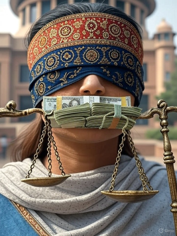 thoughtsnanaly1's tweet image. Law is totally blind in India: Statue of justice