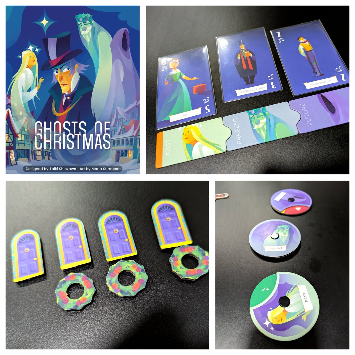 Me hace gracia el nombre Ghost of Christmas ya que es un juego en el que juegas 3 bazas a la vez. La del pasado el presente y el futuro. En esas condiciones debes apostar cuántas bazas te vas llevar tras 4 manos (12 bazas).

#juegosdemesa <a href="/DA2juegos/">DA2 Club de Juegos</a>