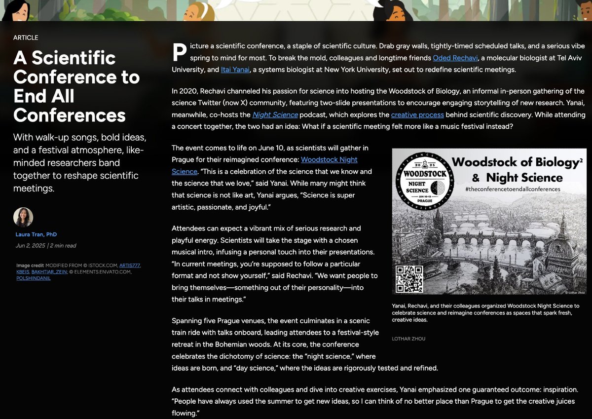 Next week!! It's the Scientific Conference to End All Conferences! With walk-up songs, bold ideas, and a festival atmosphere, like-minded researchers band together to reshape scientific meetings. Who's ready?
the-scientist.com/a-scientific-c…
