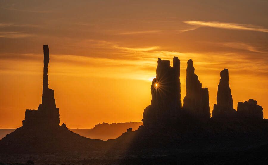 Monument Valley Sunstar! buff.ly/qqO4cUz #rockformations #sunrise #sunstar #landscape #dramatic #glow #silhouettes #west #desert #USA #arizona#BuyIntoArt #AYearForArt #artforsale #wallartforsale #giftideas <a href="/joancarroll/">Joan Carroll</a>