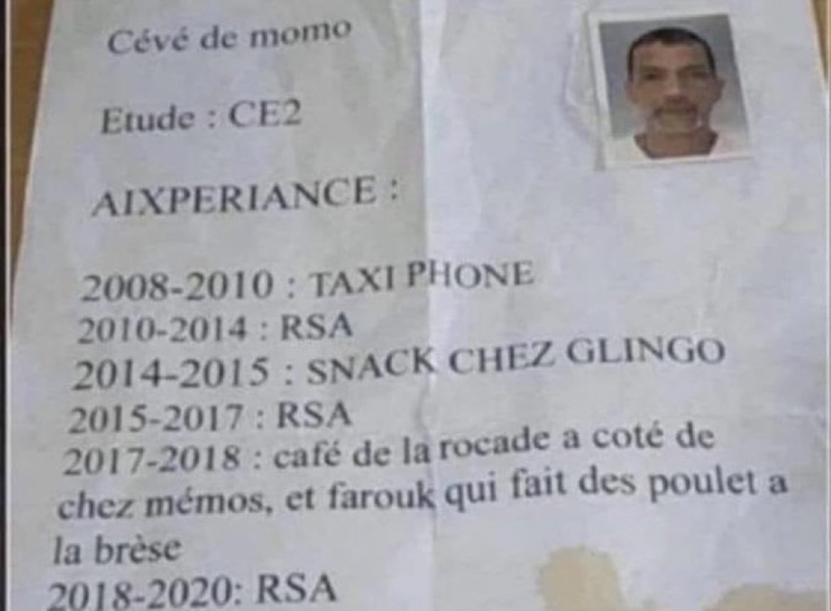 JeanTendsRien's tweet photo. Mon CV selon #MonMaster https://t.co/qGzmxN29Nc