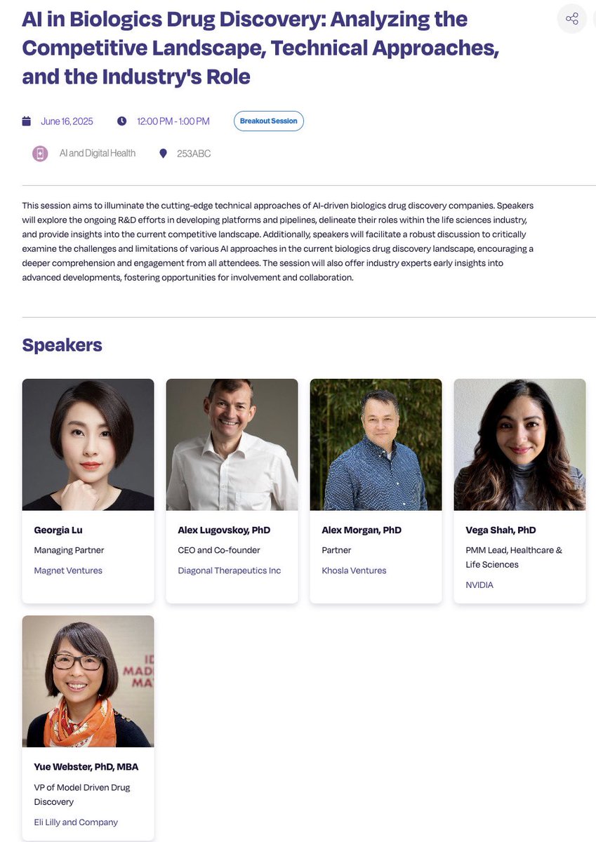 Are you heading to BIO in Boston? Let’s cross paths! I am presenting on a panel on AI in biologics drug discovery on June 16th with Magnet Venture. DM me interesting events I should attend 🧬