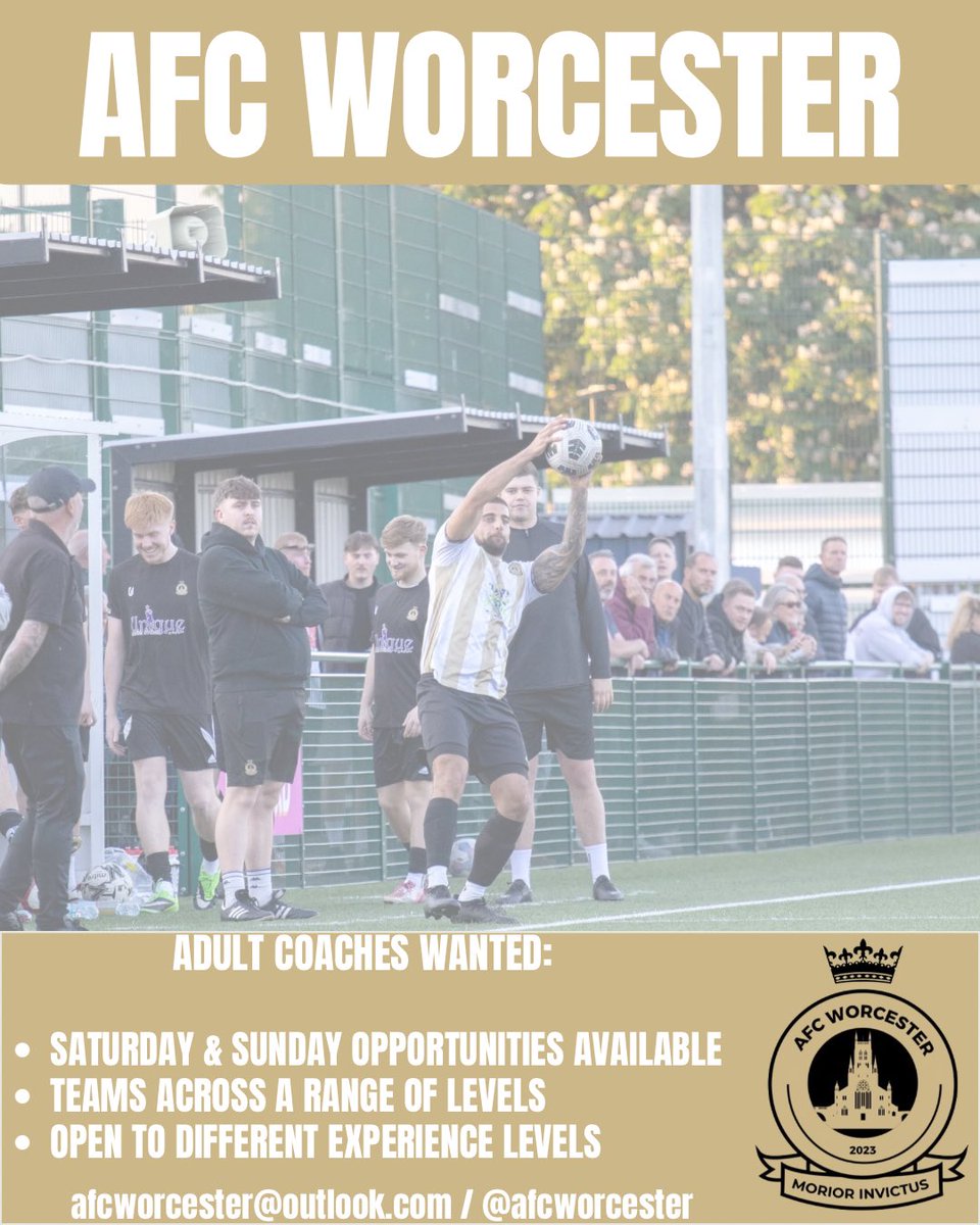 AFCWorc's tweet photo. We are recruiting new coaches across our Saturday and Sunday sides⚽️ 

We welcome interest from coaches with a variety of experiences and background in the game⚽️
@HerefordshireFL 
@NLChelt https://t.co/gu38gtBzkF