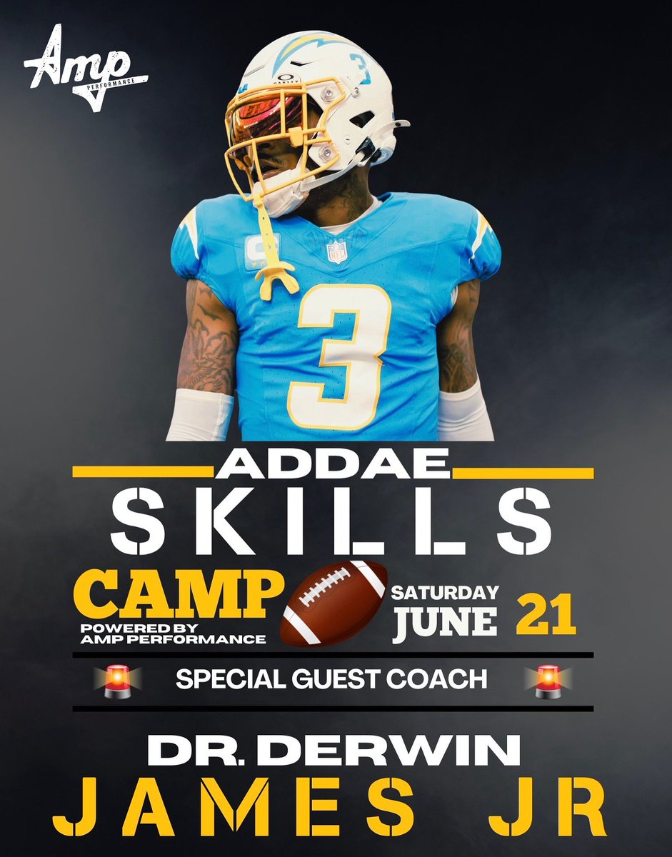 Jahleel Addae (@do_oraddae37) on Twitter photo 🚨Special Guest Coach 🚨 <a href="/DerwinJames/">Derwin James Jr</a> will be in attendance for the Addae Skills Camp this summer !
📍June 21st Sage Creek High School
Register 👉👉 : my.cheddarup.com/c/addaeskillsc… 🚨Special Guest Coach 🚨 <a href="/DerwinJames/">Derwin James Jr</a> will be in attendance for the Addae Skills Camp this summer !
📍June 21st Sage Creek High School
Register 👉👉 : my.cheddarup.com/c/addaeskillsc…