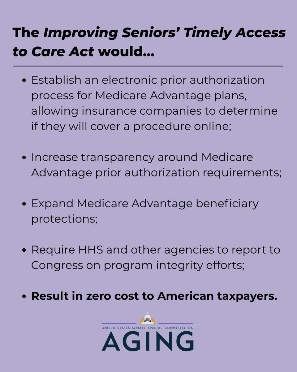 Too often, unnecessary red tape delays medical care for seniors, forcing them to wait for lifesaving treatment. It's unacceptable.
 
That's why I joined a bipartisan group of senators to introduce legislation that will expedite care for people with Medicare Advantage plans.
