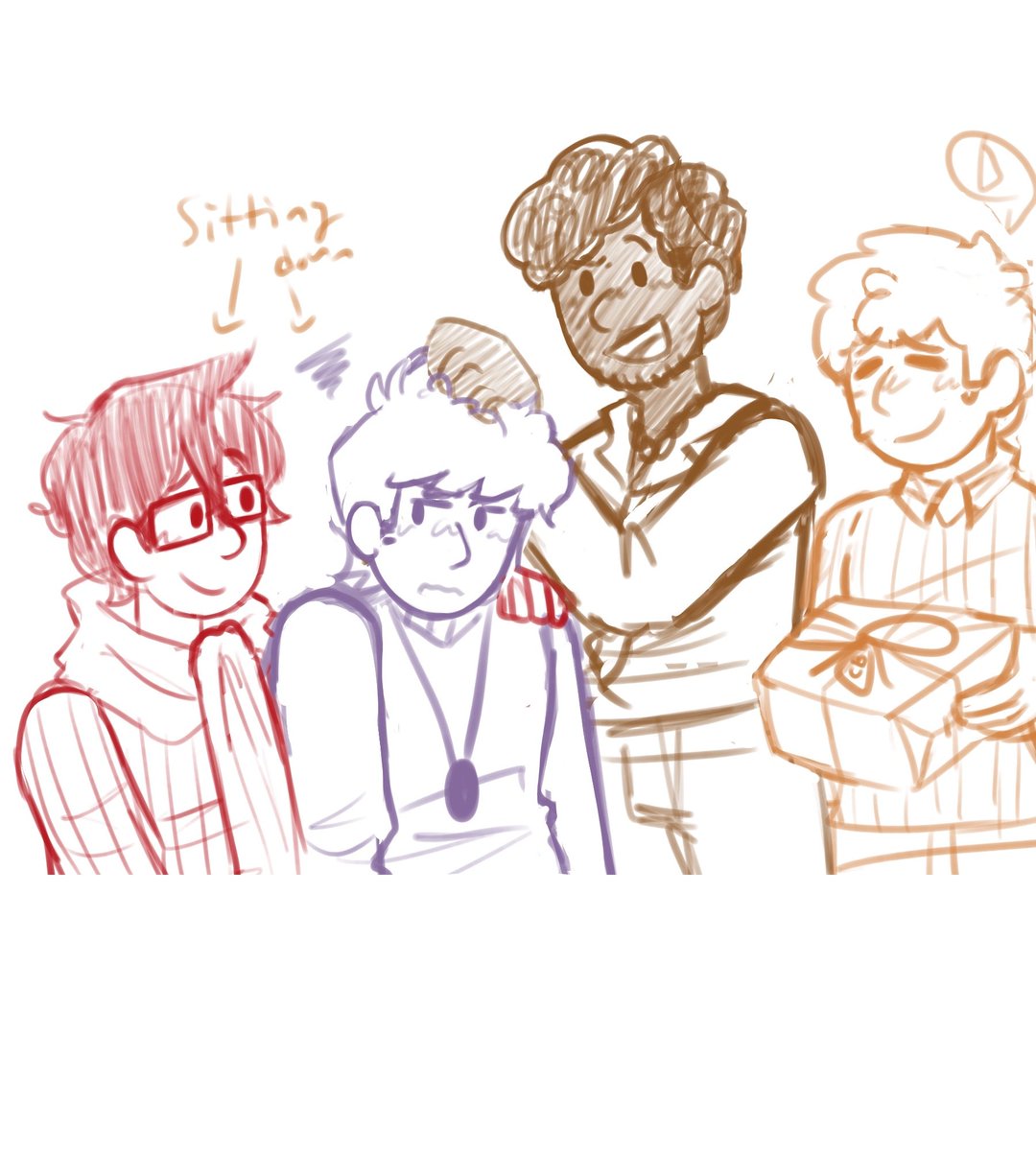 MY THING GLITVHED OUT AND DELETED THIS UHHH baby schrucy and college au friendgroup