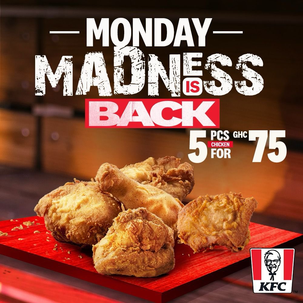 Have you tried your Monday madness yet? Don’t wait till next Monday again, you can go try now 

#KFCMondayMadness
#TodayIsMondayMadness