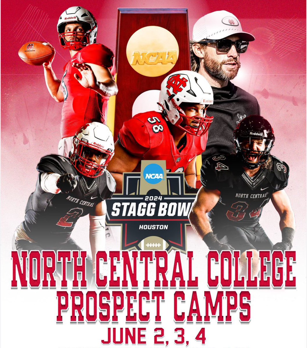 I’ll be at North Central IL football camp today. Can’t wait to get out and compete!