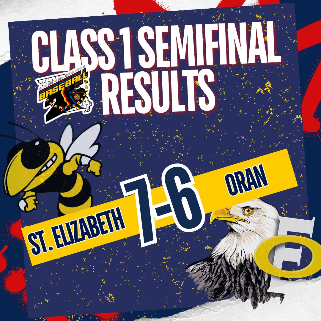 Final results for the Class 1 Baseball Championship Semifinal between St. Elizabeth and Oran. 
St. Elizabeth advances to the Championship game to face the winner of our next semifinal between Wheatland and Faith Christian Academy.