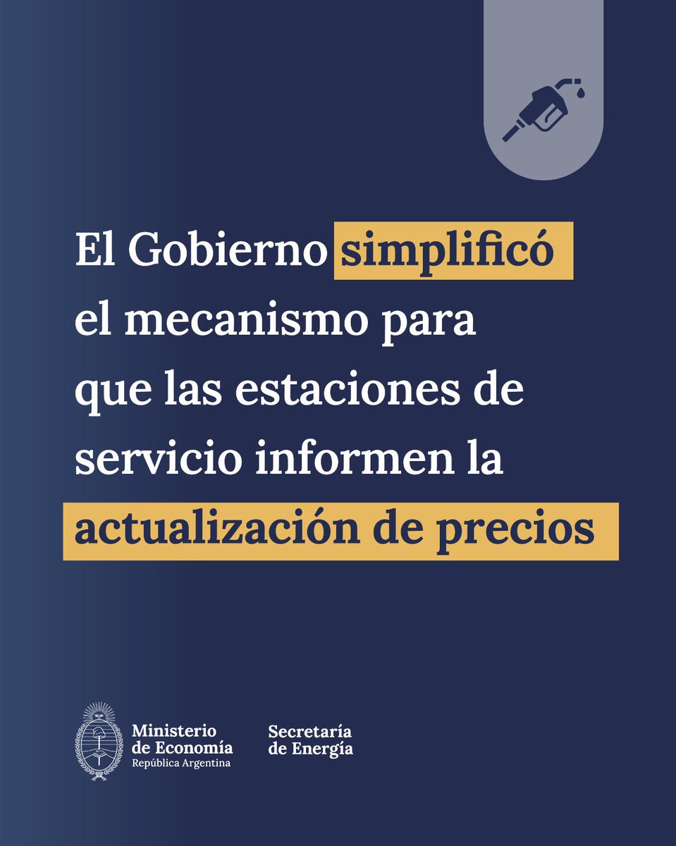 Energia_Ar's tweet image. A partir de ahora, las estaciones de servicio ya no tendrán la obligación de informar a la Secretaría de Energía cada vez que modifican los precios de sus combustibles.
De esta manera, estamos quitando trabas burocráticas y dándole más libertad al sector privado.