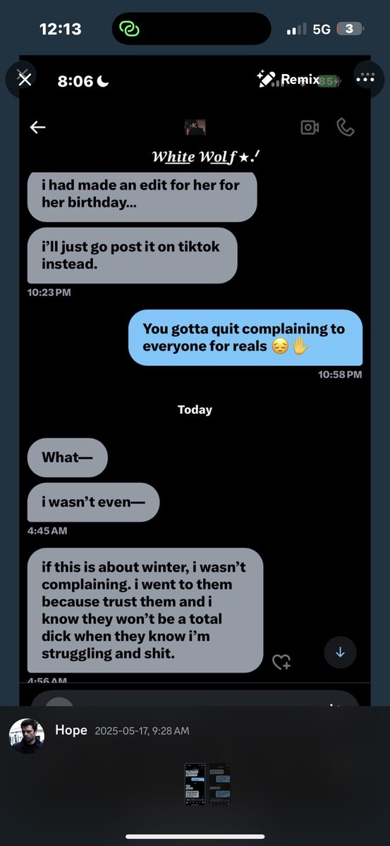 Wh1teW0lfs's tweet photo. ||. i would tag you but i have you blocked, i wasn’t planning to make a post, i wasn’t planning to talk about you again, but you don’t know how to leave a person, truly. 

so im going to explain my side and thats it, this the only post i am making about you. + https://t.co/K0sXFdRgo3