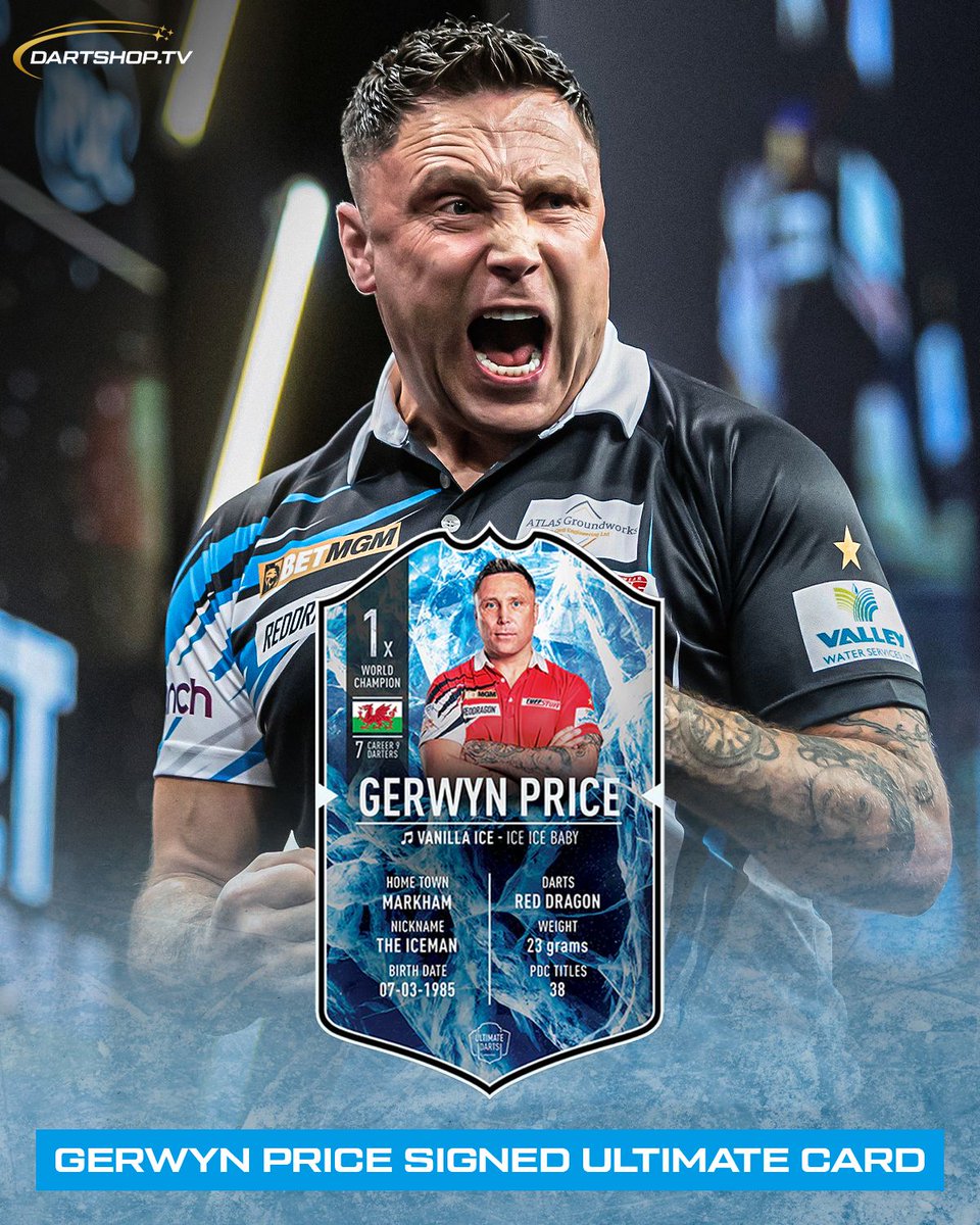 ❄️GRAB YOUR ALL-NEW SIGNED GEZZY PRICE ULTIMATE CARD AT DARTSHOP.TV!🏴󠁧󠁢󠁷󠁬󠁳󠁿

DARTSHOP have the new Gerwyn Price Ultimate Card in stock now!

✍️Authentic Signature: Hand-signed by Gerwyn Price, one of darts’ most formidable players.

🃏Official Ultimate Darts Card: