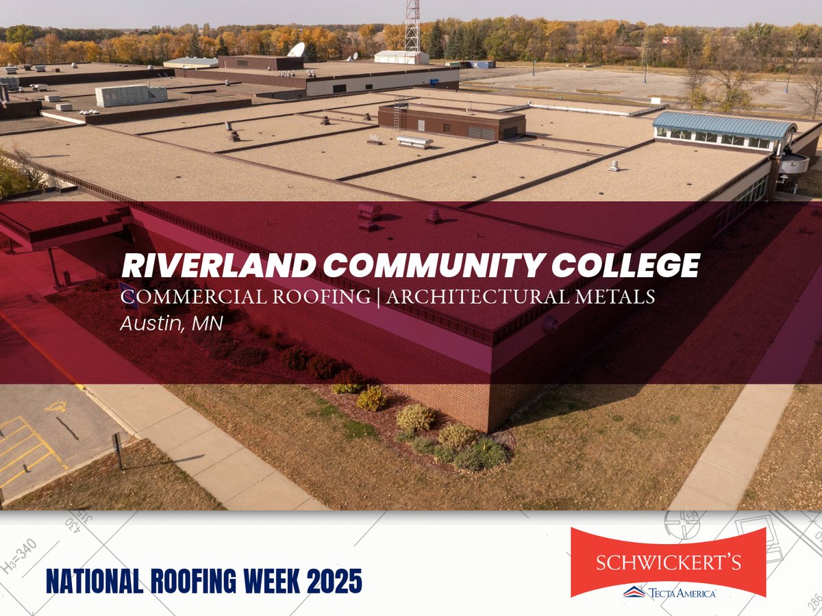 Schwickerts's tweet image. The next project to highlight is our work done at Riverland Community College in Austin, MN!

See this project and more: schwickerts.com/project/riverl…

--
#NationalRoofingWeek #SignatureProjects