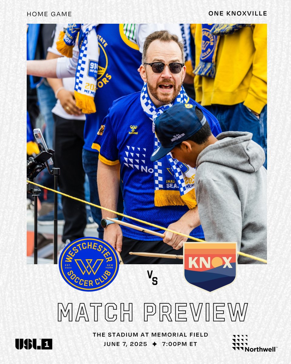 westchestersc's tweet photo. 🌄 @OneKnoxville is coming to town this weekend! 
The drinks will be cold, and the action on the field is gonna be hot!
🎟️ https://t.co/jv9WmHhVDO
See you on Saturday at 7pm #SoccerCounty! 

@USLLeagueOne @NorthwellHealth https://t.co/ILQKlhW0rf
