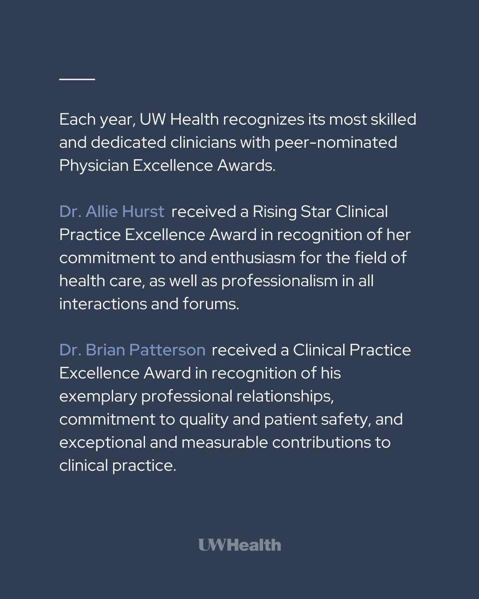 Univ. of Wisconsin Emergency Medicine (@uwemermed) on Twitter photo Each year, UW Health recognizes its most skilled and dedicated physicians with peer-nominated Excellence Awards. Two <a href="/UWEmerMed/">Univ. of Wisconsin Emergency Medicine</a> faculty members were recognized in 2025: emed.wisc.edu/news/uw-health… Each year, UW Health recognizes its most skilled and dedicated physicians with peer-nominated Excellence Awards. Two <a href="/UWEmerMed/">Univ. of Wisconsin Emergency Medicine</a> faculty members were recognized in 2025: emed.wisc.edu/news/uw-health…