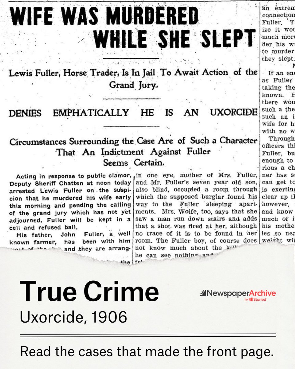 newspaper_arch's tweet photo. Murder. Denial. Accusation.
In 1906, Lewis Fuller stood accused of killing his wife while she slept. Explore the chilling story at https://t.co/P2Gfj5xq3A #NewspaperArchive #Newspapers #TrueCrime https://t.co/9OUUPtTdte