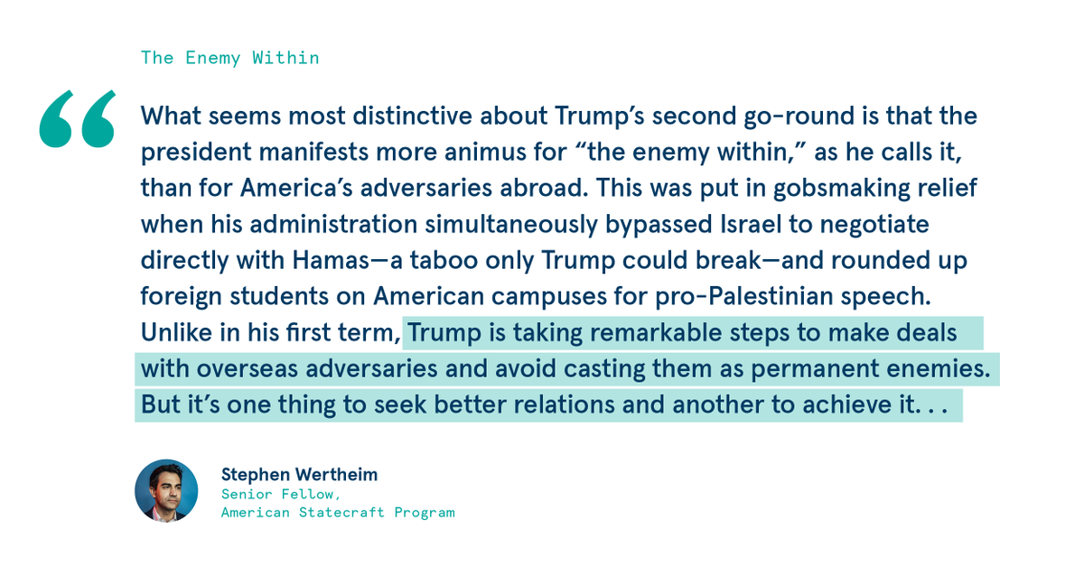 CEIPStatecraft's tweet image. Has Trump ushered in a new era of foreign policymaking, or beneath the bluster, is it business as usual?
In our latest newsletter, we asked @CarnegieEndow scholars: What sets Trump's foreign policy apart this term?
See more – and subscribe for our latest foreign policy…
